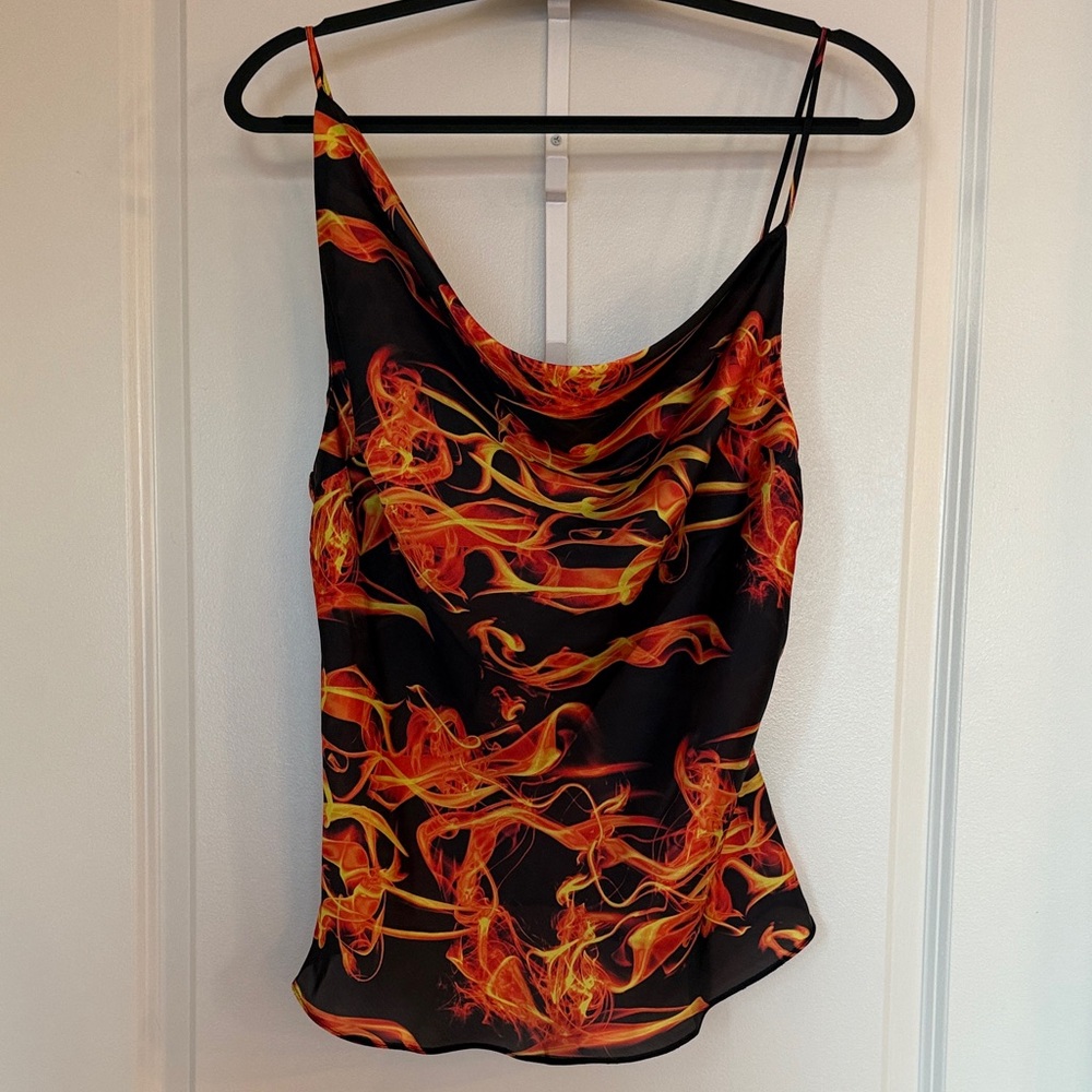 Flame Print Cowl Neck Camisole Top